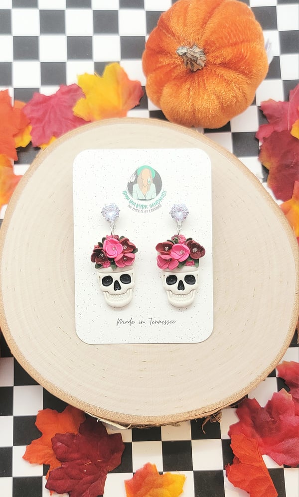 Image of Floral Skull Dangles