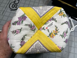 Image of Yellow and Purple Quilted Drawstring Bag