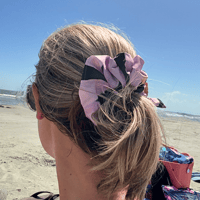 Image 3 of St. Louis Water Lily Hair Scrunchie - Pink/Green