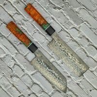 Image 3 of Santoku Nakiri Set - Wild Damascus