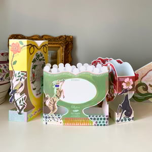 Image of Die-Cut Paper Romantic Vase Greeting Card - Finches & Folly