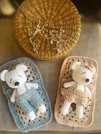 Image 3 of Sleeping Bears with Bed Set – Handmade Crochet