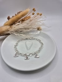 Image 1 of Hand Stamped Heart Charms Bracelet