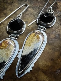 Image 2 of Onyx and Palm Root Earrings