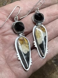 Image 4 of Onyx and Palm Root Earrings