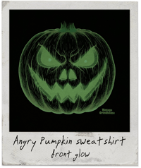 Image 3 of Angry Pumpkin sweatshirt - glows in the dark!