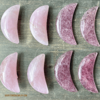 Image 1 of Strawberry Quartz Crescent Moon, Rose Quartz, Crystal Moon, Crystal Crescent Moon
