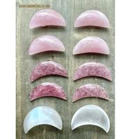 Image 2 of Strawberry Quartz Crescent Moon, Rose Quartz, Crystal Moon, Crystal Crescent Moon
