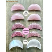 Image 3 of Strawberry Quartz Crescent Moon, Rose Quartz, Crystal Moon, Crystal Crescent Moon