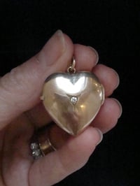 Image 1 of EDWARDIAN 9CT OLD CUT DIAMOND PUFF HEART LOCKET