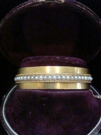 Image 1 of VICTORIAN 18CT PEARL CUFF  BRACELET BANGLE BOXED IN ORIGINAL BOX 32.6g