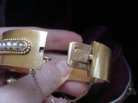 Image 5 of VICTORIAN 18CT PEARL CUFF  BRACELET BANGLE BOXED IN ORIGINAL BOX 32.6g