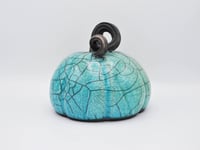 Image 2 of Turquoise Crackle Curly Stemmed Pumpkin
