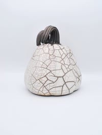 Image 3 of White Crackle Raku Pumpkin