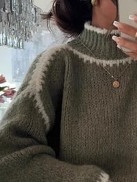 Image 2 of Color Contrast Long Sleeve Turtleneck  Sweater