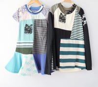 Image 6 of  pocket persian cat patchwork 5T courtneycourtney short sleeve twirl dress blues vintage fabric