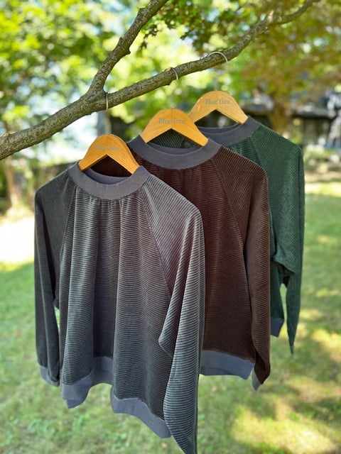 Image of Emiko Velour Pin Striped Crewneck Tops