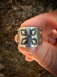 Image 5 of WL&A Handmade Old Style Heavy Ingot Repoussé Four Directions Cigar Ring