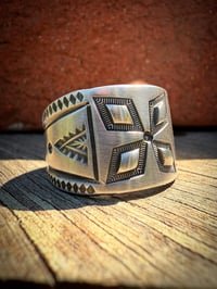 Image 4 of WL&A Handmade Old Style Heavy Ingot Repoussé Four Directions Cigar Ring