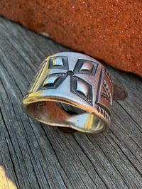 Image 2 of WL&A Handmade Old Style Heavy Ingot Repoussé Four Directions Cigar Ring
