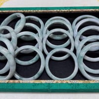 Image 4 of Pastel Green White Lavender Jade Bangle