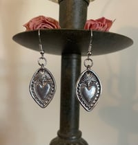 Image 3 of Silver Sacred Heart Earrings