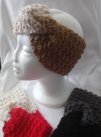 Image 2 of Twotone Crochet Headband Earwarmers