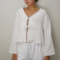 Image 1 of Tie Up Long Sleeve / White