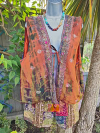 Image 1 of Mykonos sari jewel oversized waistcoat / top 10-18 oranges