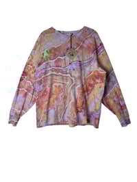 Image 2 of L Unisex Adult Soft Long Sleeve Tee in Warm Geode Ice Dye