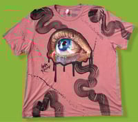 Image 1 of “EYE IN WAVES” CUSTOM PAINTED T-SHIRT 3XL