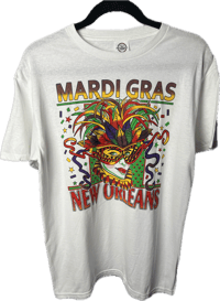 Image 1 of Mardi Gras New Orleans Graphic T-Shirt – 90s Festival Mask Tee