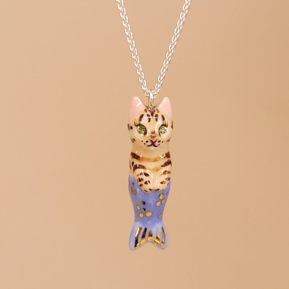 Image of Bengal Purrkitten Porcelain & Sterling Silver Pendant