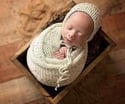 Cream Tweed Bonnet & Wrap with Mink Layer Photography Prop Set