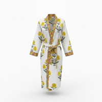 Image 4 of Block Printed Waffle Dressing gown 