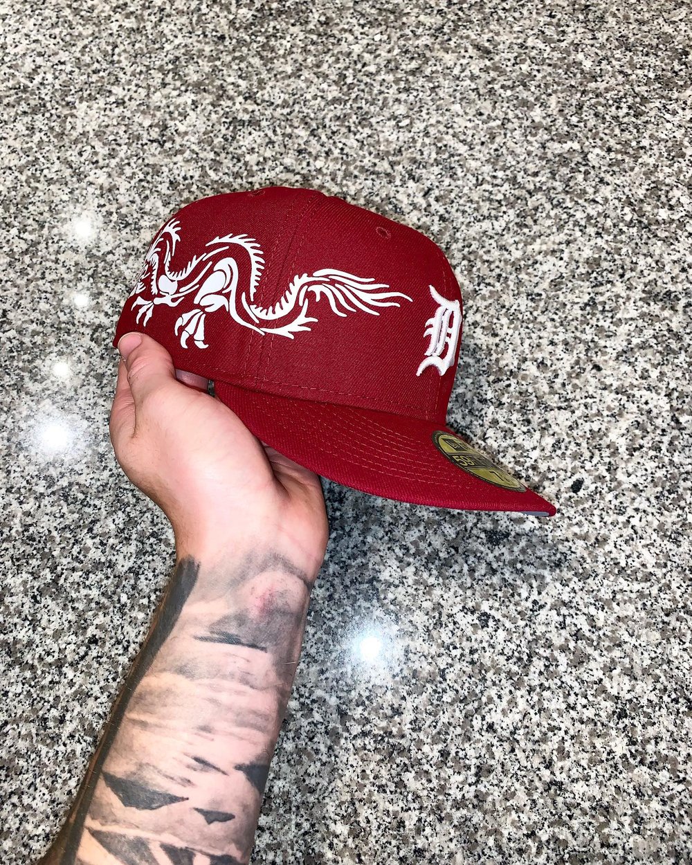 Image of BURGUNDY CHINESE DRAGON DETRIOT CUSTOM FITTED 