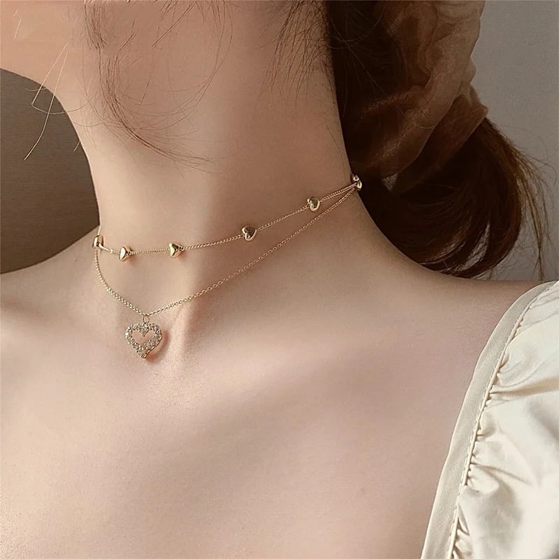 Image of Gold Floating Hearts Necklace