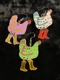 Image 1 of Chicken with Boots Earrings