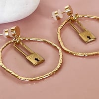 Image 3 of Organic Oval and Lock One of a Kind Earrings