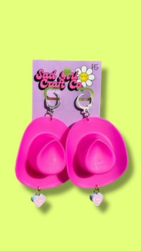 Image 2 of Pink Cowboy Hat Earrings