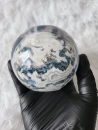Image 4 of Handmade Resin Tea Light Sphere with Moss Agate Crystal | 3 inch - 2 Styles