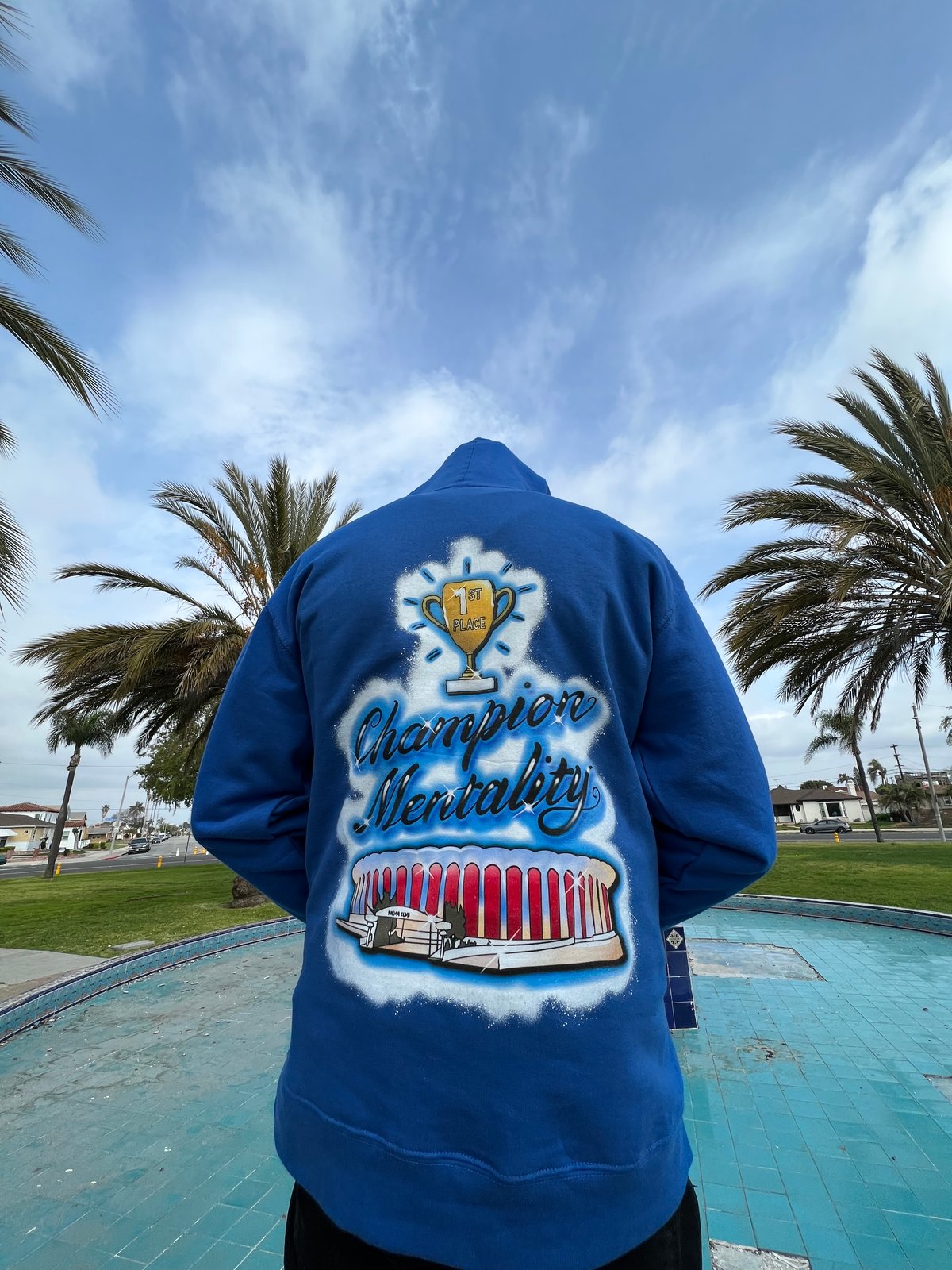 Bright blue champion online hoodie