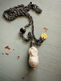 Image 1 of baroque pearl and 22k gold charm necklace by peaces of indigo