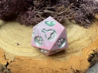 Image 1 of Pastel Pink and Mint Death Save D20 Dice for Dungeons and Dragons