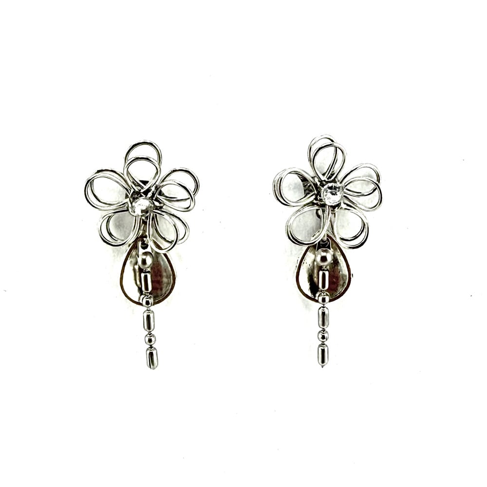 Image of Silver Camellia Earrings