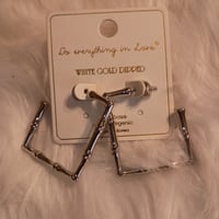Image 2 of BAMBOO WHITE GOLD DIPPED EARRINGS