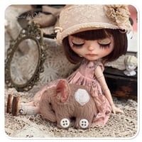 Image 12 of Handmade victorian plum flat elephant with "button wheels"