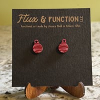 Image 1 of Wood Ornament Post Earrings with Poured Paint Detail #130