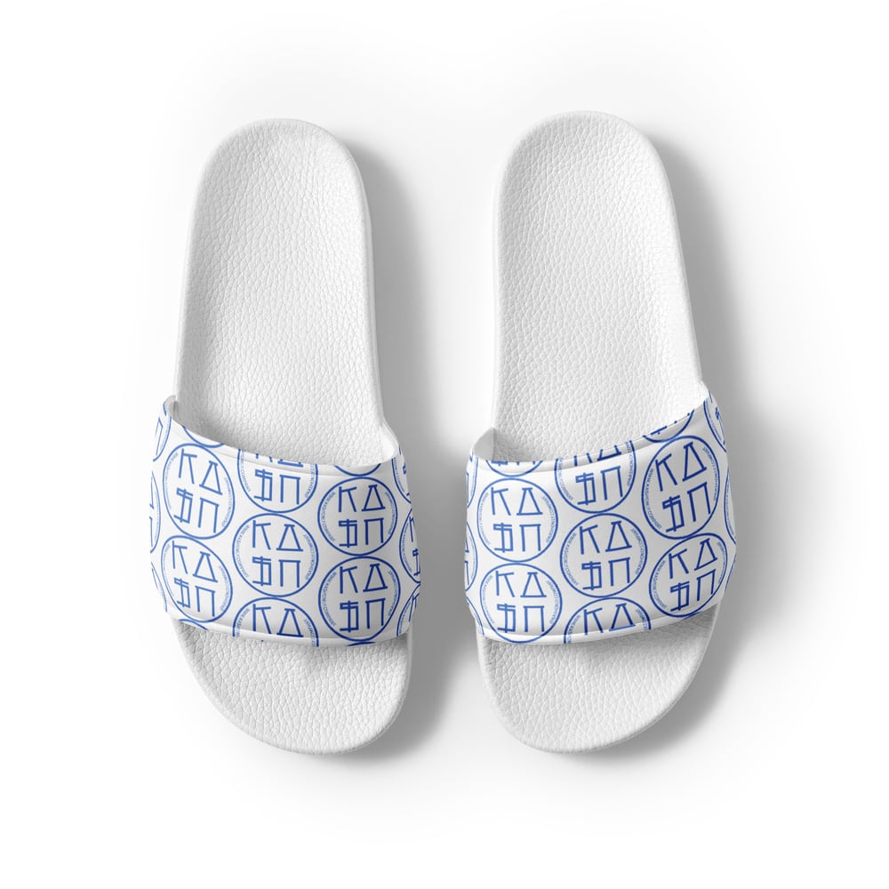 Image of KASHONLY PATTERN MEN'S SLIDES-WHITE