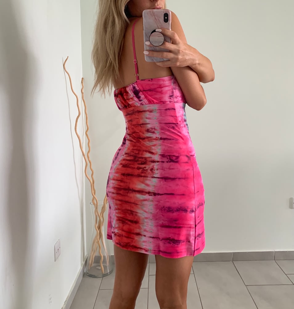 Image of Pink Tie Dye Ruch Bust Dress